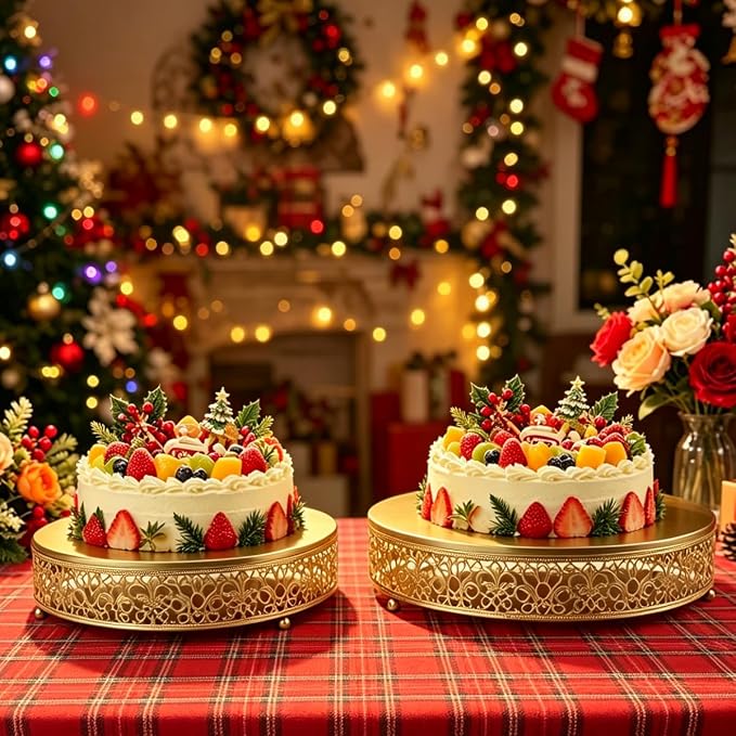 Cake Stand Set of 3 Metal Cupcake Stands Dessert Display Plate for Wedding Party Birthday (Metal, Gold)