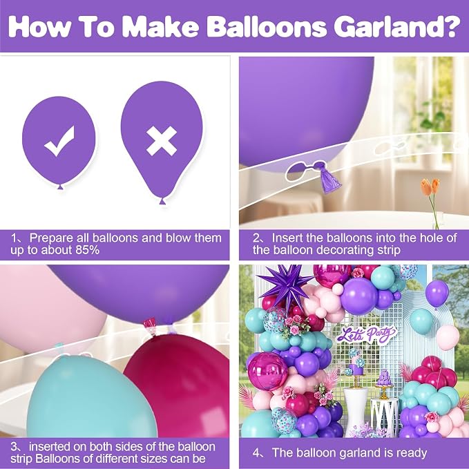 Pink and Teal Blue Balloon Arch Garland Kit with Purple Star Foil Balloons Hot Pink 4D Round Balloons for Birthday Baby Shower Wedding Anniversary Party Decorations