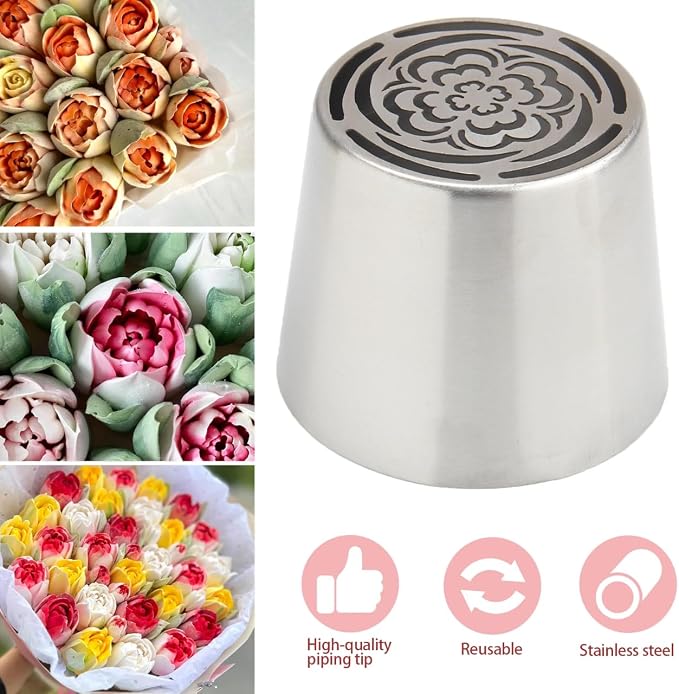 Extra Large Russian Piping Tip Stainless Steel Flower Piping Tips Rose Floral Icing Nozzles for Cake Decorating Frosting