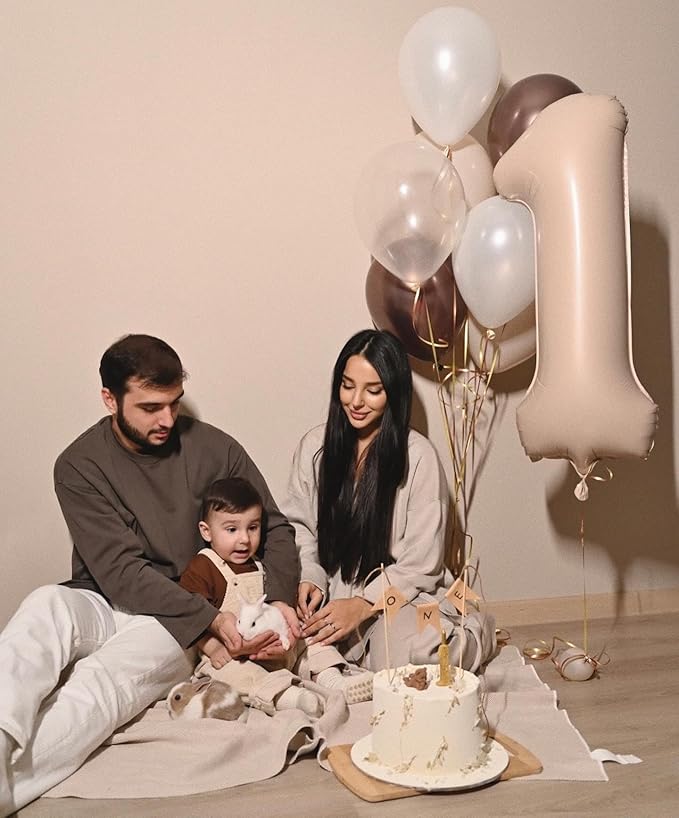 Light Brown 7 Balloon, Tan Number Balloons 40 Inch, 7th Beige Birthday Decorations for Kids Girls Boys, Sandy Brown Party Decoration for Women Men, Khaki Number 7 Balloon