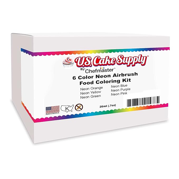 6 Color Cake Food Coloring Liqua-Gel Decorating Baking Neon Colors Set - U.S. Cake Supply .75 fl. Oz. (20ml) Bottles Neon Colors - Made in the U.S.A.