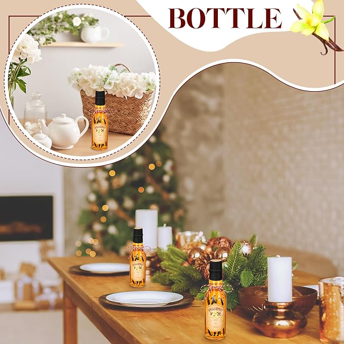 Tioncy 16 Pcs Empty Vanilla Extract Bottles for Homemade Vanilla Jar Glass Bottle with Cap, Shrink Band, Sticker DIY Crafts Wedding Gift Food Storage Canister for Bean(Black,5 oz)