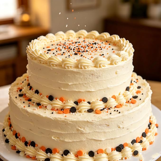 Sentovac Halloween Round Confetti Sprinkles Edible Orange Black White Sprinkle for Cake Decorating Candy Cupcake Cookie Baking Ice Cream Dessert Halloween Christmas Holiday Decorations