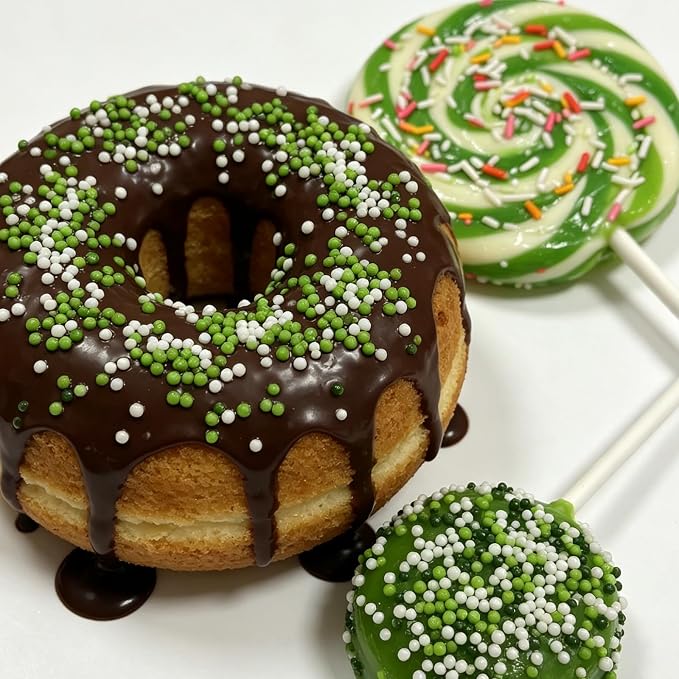 Homipooty Nonpareils Sprinkles Edible Green White Pearl Sugar sprinkles 110g/3.88oz 2mm Mini Sugar Pearls Baking Cakes Cupcake Topper Ice Cream and Cake Decorations for Patrick's Day