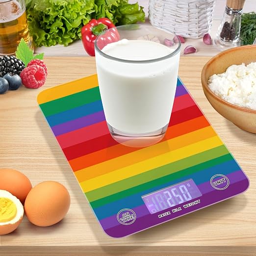 Food Scale Kitchen Scale for Baking Cooking Digital Food Weighing Measuring Scale Small Waterproof Electric Food Scale Rainbow Color Stripes