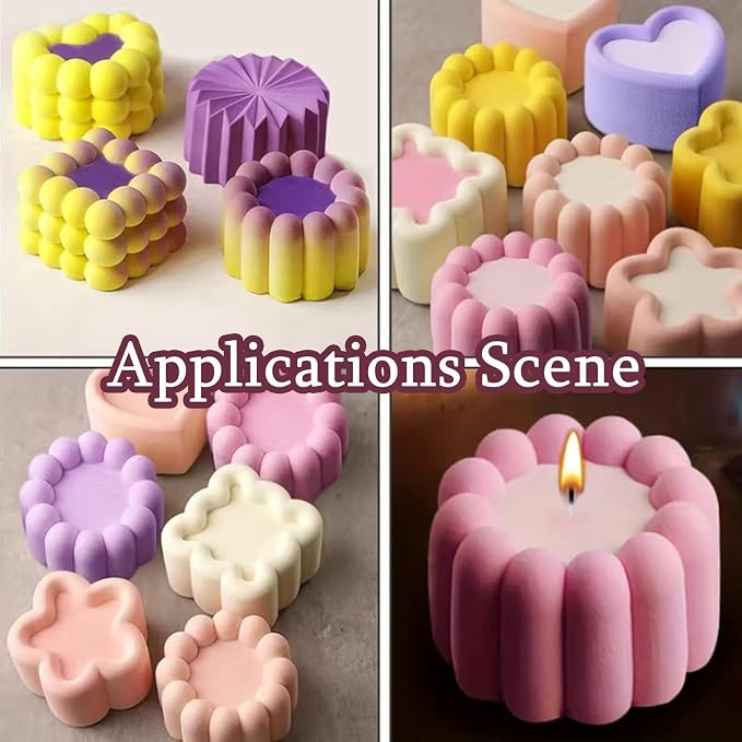 Ipotkitt Square Circular Cake Baking Silicone Molds Dessert Food Baking Tool Molds for Cake Chocolate Jelly Ice Candy Crafts, 2pcs, 2 Styles