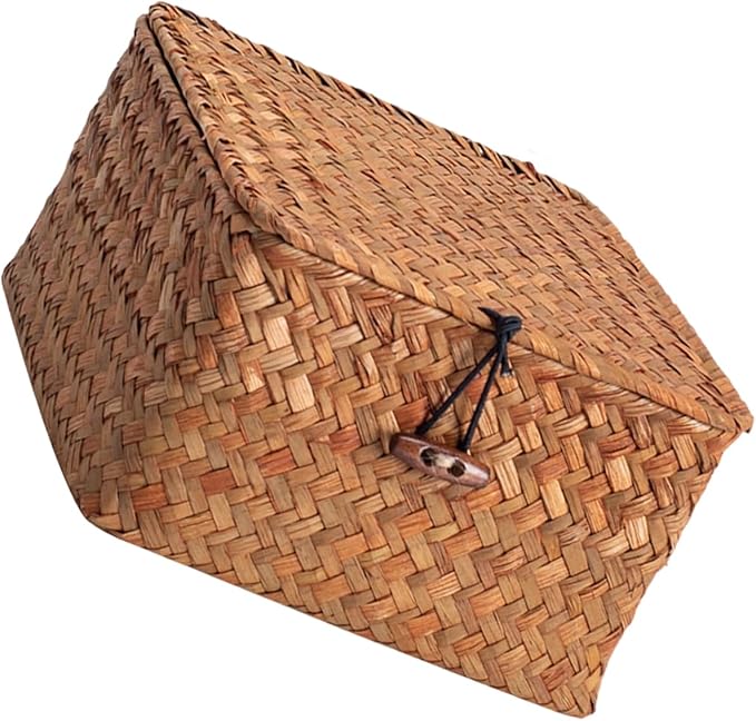 Covered Handcrafted Rattan Storage Basket User Friendly Materials for Neat Organization in Various Rooms User Friendly Organizers