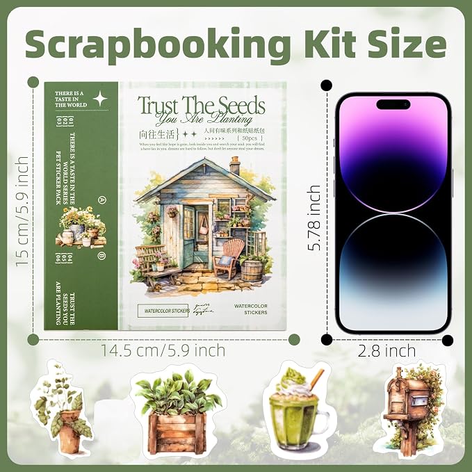 Beautiful Garden Theme Sticker Scrapbooking Supplies for Junk Journal, 50 Sheets Washi Stickers - Vintage Journaling Stickers, Ephemera Sticker Book Pre Cut(TZ-005-005)
