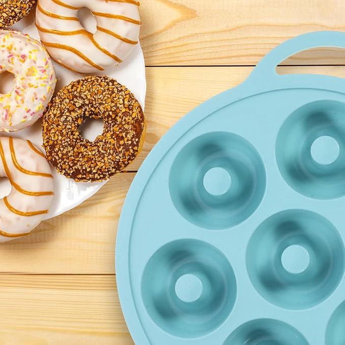 Ipetboom Donut Pan Silicone Baking Mold Non-stick Cake Mold Nordic Green 6-cavity Doughnut Baking Tray for Home DIY Kitchen
