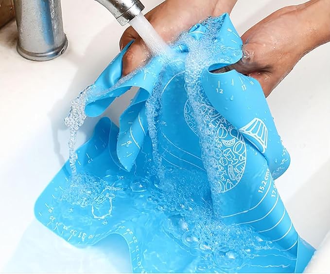 Silicone Baking Mat, 19.7 Inch x 15.7 Inch Blue Pastry Mat with Size Scale, Anti Stick and Anti Slip Mat for Kneading Dough in Ketchen, Picnic and Party (Blue, 50x40)