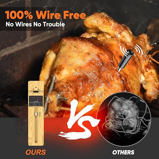 Wireless Meat Thermometer Bluetooth with Ceramic Probe: Waterproof Digital Oven Food Thermometer for Grill Fryer BBQ, 600Ft Range & Smart App for iOS/Android/air Home, Apartment
