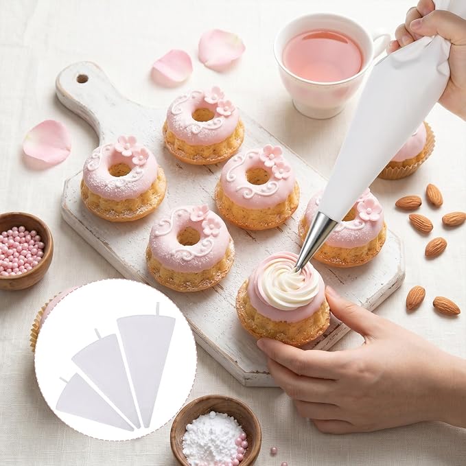 3 Pack Reusable Pastry Piping Bags, Canvas Cake Decorating Bags | White Cloth Frosting Bag Icing Piping Bag DecoratingBag in 3 Sizes -14, 16,18 Inch (White)