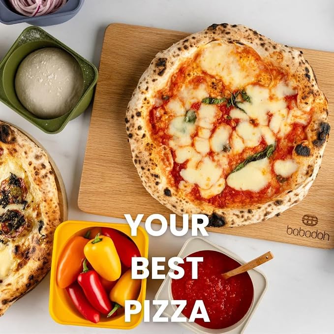 Babadoh Pizza Making Accessories | Pizza Dough Proofing Containers with Lids | Set of 3 | Multi Yellow (1 Dough, 1 Olive, 1 Yellow) | Original Size (make 12" Pizzas)