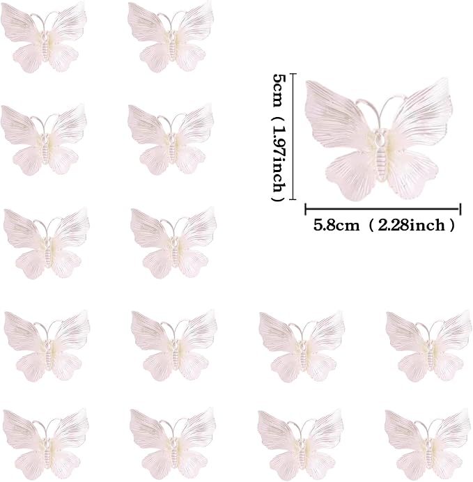 10Pcs Butterfly Cupcake Toppers White Butterflies for Cake Decorating for Spring Theme Wedding Kids Birthday Party Decoration Supplies
