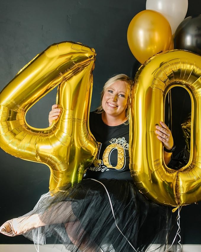 Gold Number 14 Balloon 40 inch, 14 Number Balloons, 14th Gold Birthday Decorations, 14 Year Old Girls Boys Golden Party Supplies