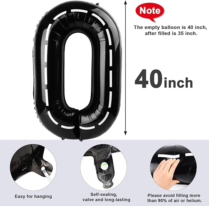 Balloon Numbers 40 Inch 5 Ballon for 5th Birthday Decorations, 15 25 35 50 Big Line Black Number Balloons for Wedding Photo Shoot Party Decor