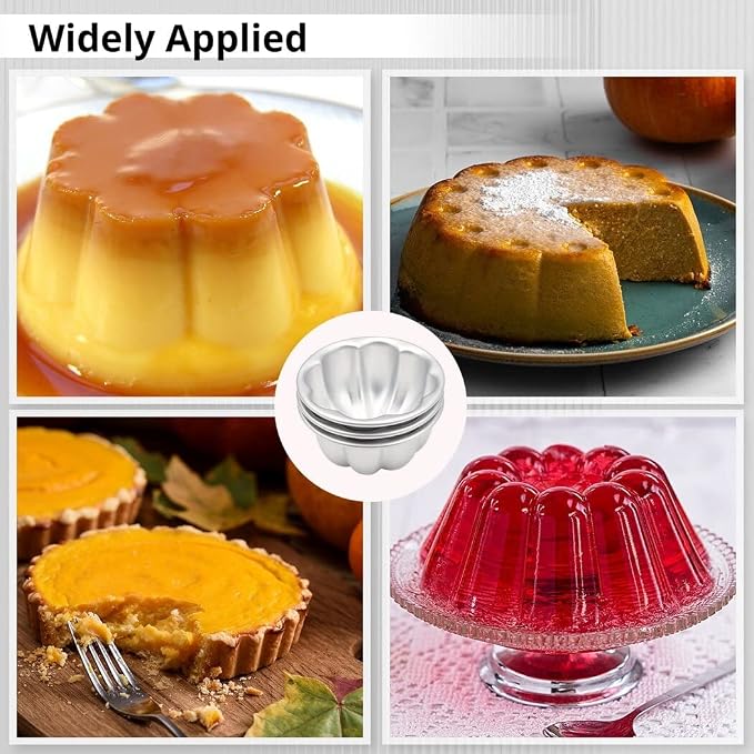 Homaisson 10Pcs Pudding Cup Molds, 3.7''x1.77'' Mini Fluted Cake Pans, Small Fluted Cake Pans for Baking,Non-Stick Jelly Molds, Easy to Demold, Cake Pan Nonstick