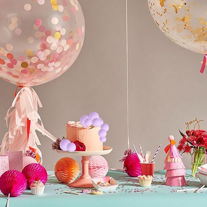 24 PCS Balls Cake Toppers Ball Cake Picks Foam Ball Shaped Cupcake Toppers Mini Balloons Baby Shower Cake Decorations for Wedding Enaggement Bridal Shower Birthday Party Supplies Light Purple