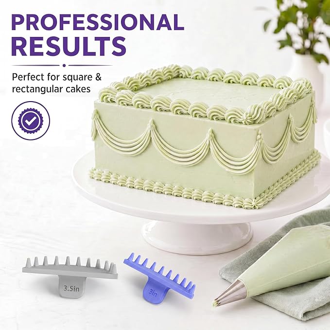 Hushee 2 Pcs Cake Arch Guide Tool Cake Decoration Tools Swag Marker Tool Piping Guide Convenient for Controlling Size and Position for Piping Beginners and Baker (Gray and Purple)