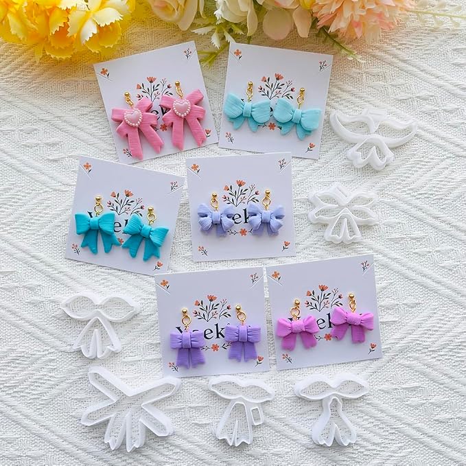 Xaekicr Bow Shape Polymer Clay Cutters for Polymer Clay – Clay Cutters & Clay Molds, Decorative Earring, Tools Set