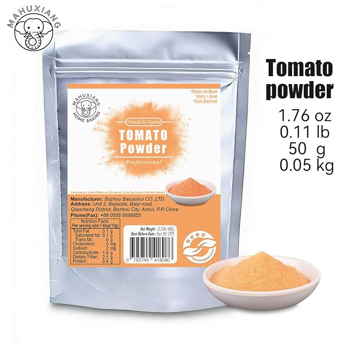 MAHUXIANG Organic Tomato Powder (1.76 oz / 50 g) — Single-Ingredient Powder for Cooking, Baking, Sauces & Seasoning, No Added Salt or Ingredients, Gluten-Free