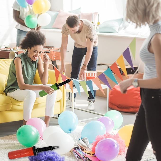 4pcs Balloon Pump Hand Held Inflator Air Pump for Balloons, 4 Random Color, Friends can Help Easy to Use for Party Birthday Decorations