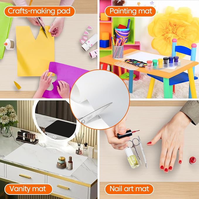 Large Silicone Mats for Kitchen Counter, 16" x 72" Heat Resistant mat, Food-Grade Silicone Pastry mat,Multi-Purpose Countertop Protector Mat, Skin-Friendly Surface,Freely Cuttable,Translucent
