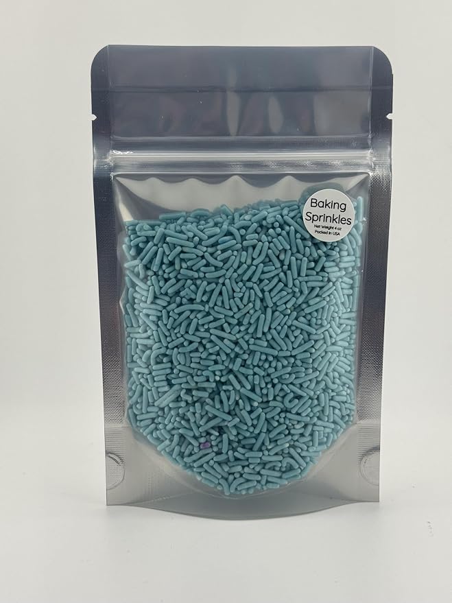 Light Blue Sprinkles 4oz pack for Baking Cakes, Cupcakes, Cookie Decorations, Ice Cream and Donut Toppings Edible Decorating Baking Supplies Baby Blue Jimmies