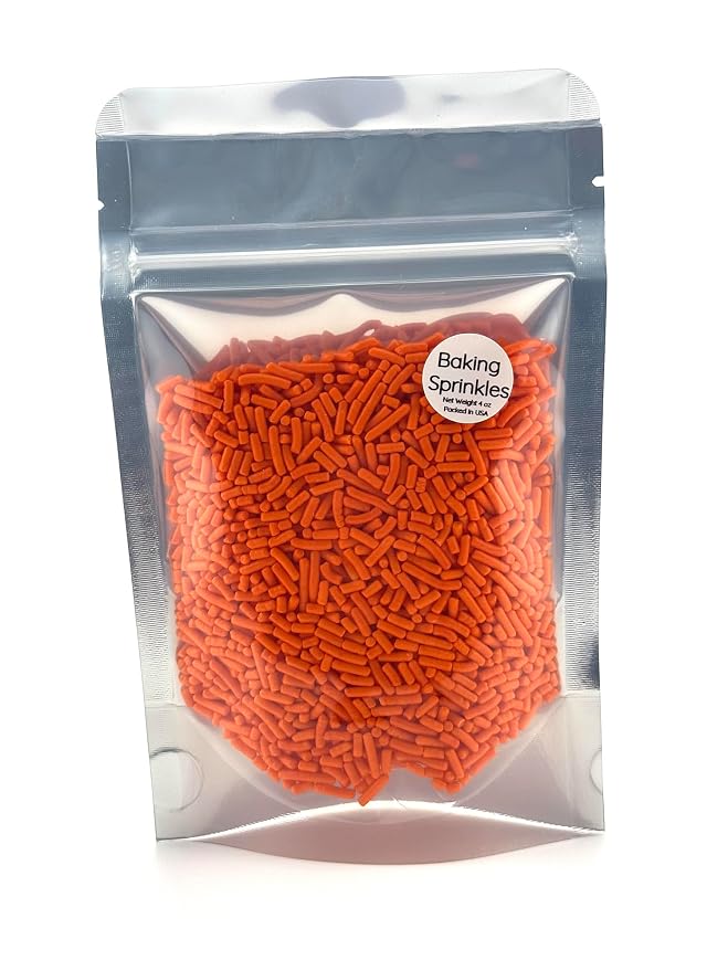 Orange Sprinkles 4oz pack for Baking Cakes, Cupcakes, Cookie Decorations, Ice Cream and Donut Toppings Edible Decorating Baking Supplies - (Orange)