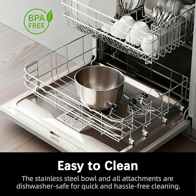 Stand Mixer, Compact & Space-Saving, Stainless Steel Bowl, Unique & Playful Design, Effcient 300W Motor, Dishwasher-Safe Attachments, SM-2549A (Brown)
