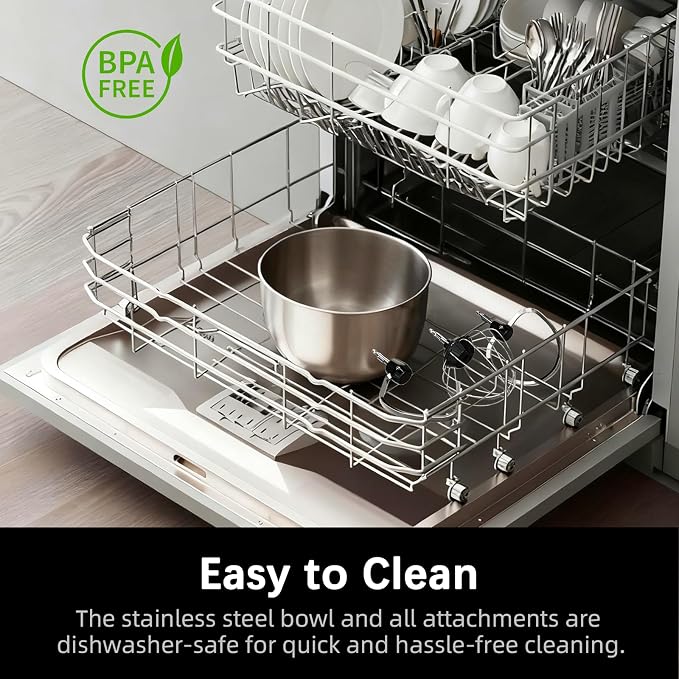 Stand Mixer, Compact & Space-Saving, Stainless Steel Bowl, Unique & Playful Design, Effcient Motor, Dishwasher-Safe Attachments, SM-2549A (Panda)