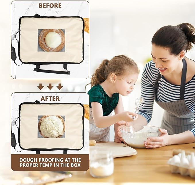 Bread Proofing Box,Folding Dough Proofing Warming Box with 50-113℉ Temp Control & 12h Timer, Proofer Oven for Sourdough, Bread Baking, Pizza, Yogurt, Kombucha, 5-Layer Fabric