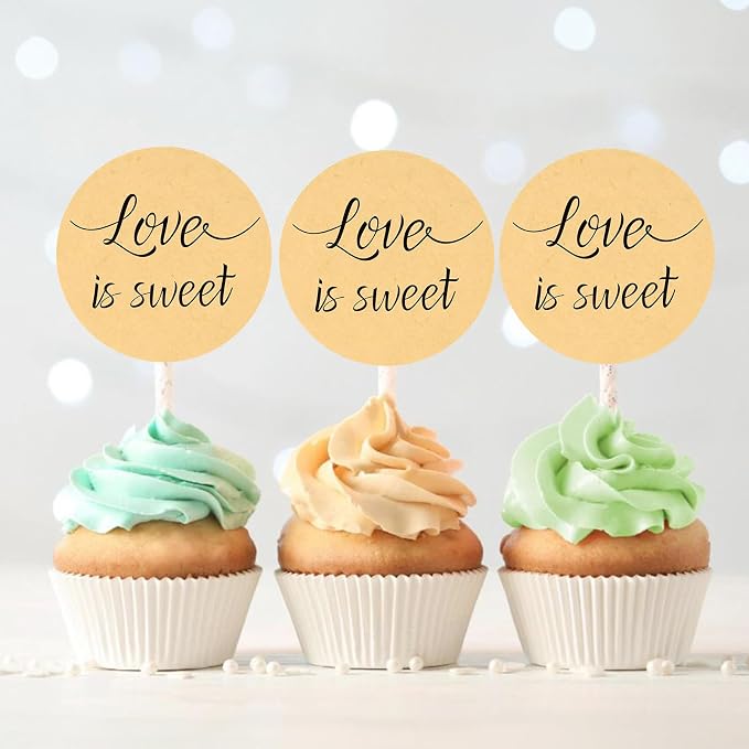 G2PLUS Love is Sweet Stickers Labels, Wedding Favor Label Sticker, 2 in Round Wedding Treat Sticker for Gift Wrapping, Anniversary, Engagement, Birthday, Baby Shower Party Favors