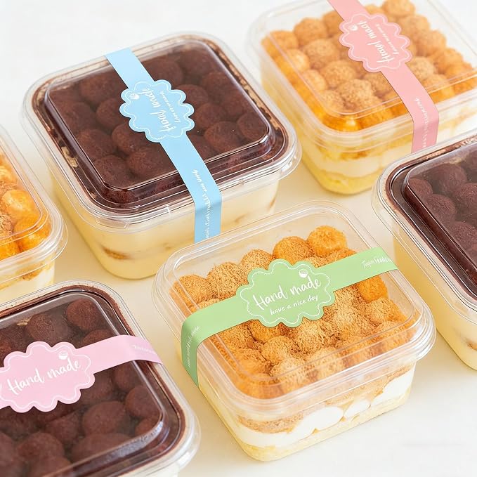 300 Pcs Food Retail Package Seal Stickers 1" x 9" Safe Secure Tamper Evident Lids Stickers,Baking Gift Box Sticker for Handmade Baking Craft Arts