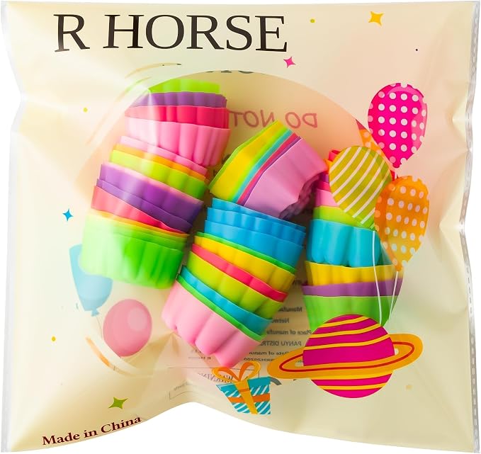 R HORSE 42 Pack Silicone Molds Cupcake 2 Inch Mini Size Multi Flower-Shaped Baking Cups Non-Stick Donut Wrapper Mold Muffin Liners Washable for Desserts Ice Creams Puddings Donut Supply Party
