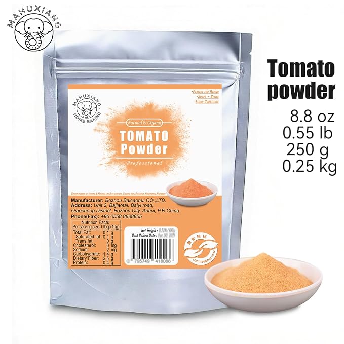MAHUXIANG Organic Tomato Powder (8.8 oz / 250 g) — Single-Ingredient Powder for Cooking, Baking, Sauces & Seasoning, No Added Salt or Ingredients, Gluten-Free