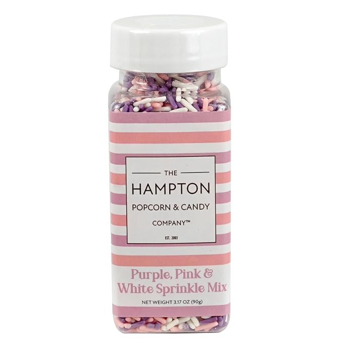 Pink, Purple & White Sprinkles Jimmies 3.17 oz, Sprinkles For Cake Decorating, Cake Sprinkles, Sprinkles For Baking, Ice Cream & More, The Hampton Candy Company