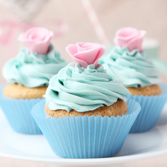 Standard Size Baking Cups Cupcake Liners 200 Pcs (Light Blue)