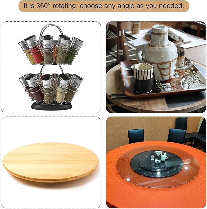MECCANIXITY 12inch Rotating Swivel Stand with Steel Ball Bearings Lazy Susan Base Turntable for Kitchen Corner Cabinets, Black