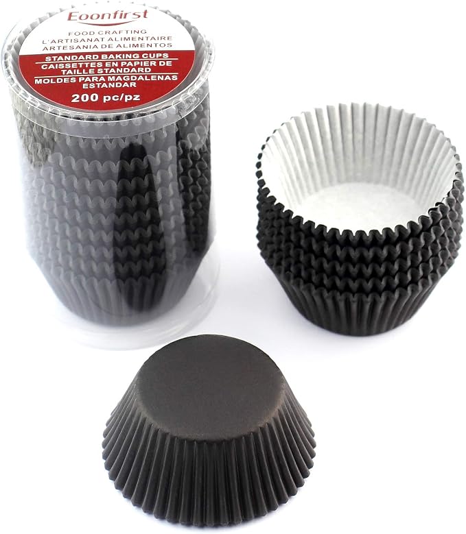Standard Size Baking Cups Cupcake Liners 200 Pcs (Black)