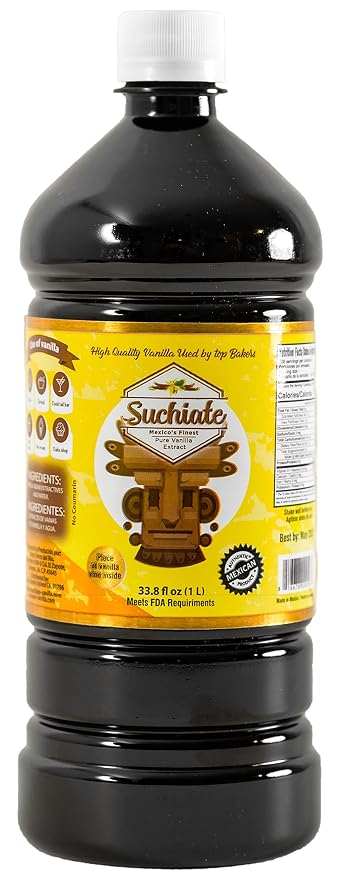 Suchiate Pure Vanilla | Mexican Vanilla for Baking and Desserts | Made with Real Vanilla Bean | Vainilla Mexicana Buena 33.8oz (1 Liter)