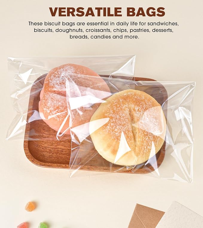 300 Pcs Clear Self Sealing Cellophane Bags, 5x7 Inches Cookie Bags Resealable Cellophane Bag for Packaging Cookies, Candy, Gifts, Favors and Products, 3 Mils Individual Self Adhesive Wrappers