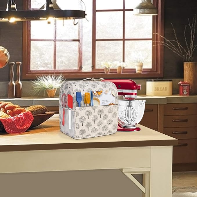 YARWO Stand Mixer Dust Cover Compatible with KitchenAid Mixer 4.5 qt -5 qt | Top Handle, Side Pockets for Kitchen Accessories, Dust-proof Protective Cover for Tilt-Head 4.5/5 Quart, Washable, Tree