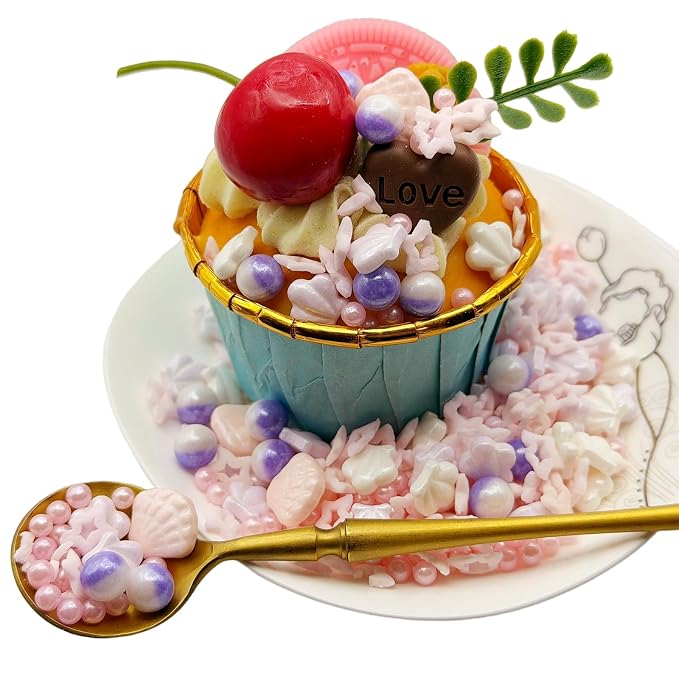 CandiJumpin Under The Sea Sprinkles, Edible Seashells for Cake Decorating Ocean Themed Cake Decorations Pink Seashells and Pearls Sugar Decorations Baby Shower Party Birthday Wedding Christmas Supplies 3 OZ