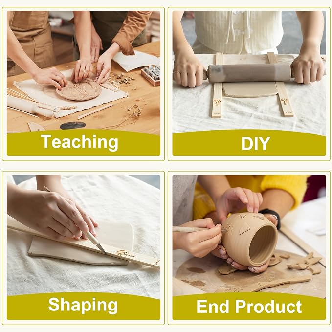 Pottery Rolling pin Guides, Clay Tools, 5-Size Mud Stick Guide for Precise Clay Thickness, Premium Pottery Tools for Hobbyists & Ceramic Artists (13.4inch)