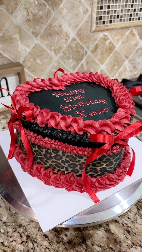 Dark Leopard Edible Icing Image Cake Border Strips Decoration Frosting Sheet Strips 3 Strips 2.5x10.5 Inchs per sheet