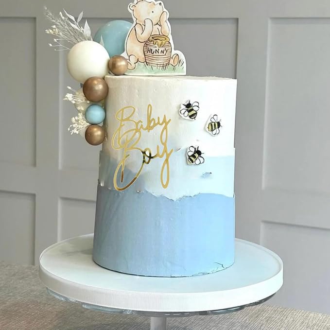 Gold Acrylic Baby Boy Cake Topper,Baby Shower/Newborn Gender Reveal Party Decorations,Welcome Baby Patry Supplies,Boy's Theme Party Cake Decor