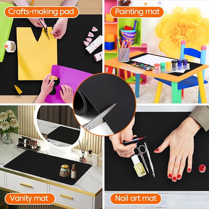Large Silicone Mats for Kitchen Counter, 16" x 72" Heat Resistant mat, Food-Grade Silicone Pastry mat, Multi-Purpose Countertop Protector Mat, Skin-Friendly Surface,Freely Cuttable,Black