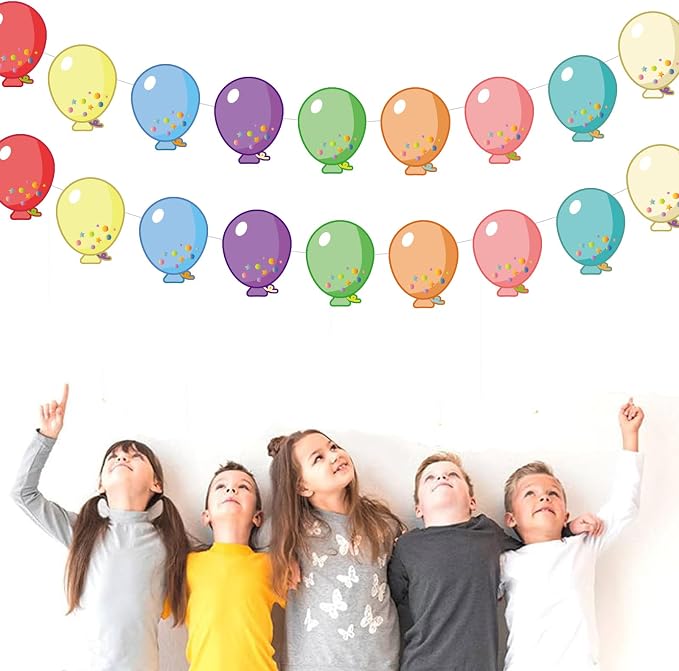 Vuzvuv 90Pcs 5In Balloon Paper Cutouts with 180Pcs Glue Points,Balloon Cut Outs Bulletin Board Decorations for Birthday Party Theme Decor Supplies