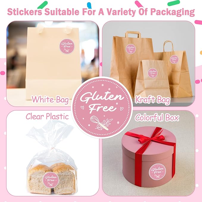 Louise Maelys 500 PCS 1.5 inch Gluten Free Stickers for Food Safety Gluten Free Labels for Retail Package Containers Jars Glass Bottle Envelopes Bread Bags Kitchen, Meal Prep, Allergy Awareness